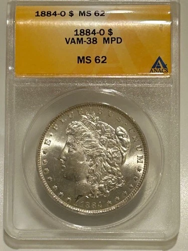 1884 O Morgan Silver Dollar ANACS MS62 VAM-38 MPD