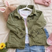 Carter's Girls Size 4 Utility Jacket Khaki Green Twill EUC