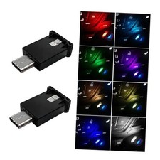 USB Type C LED Ambient Light, 8 Colors RGB 5V Car Smart LED Atmosphere 2PCS