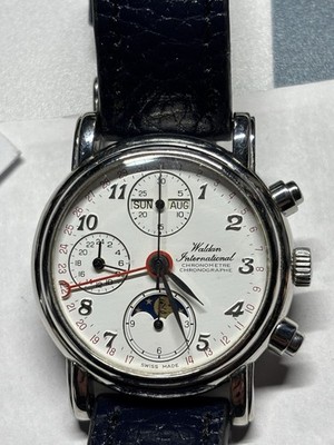 Factory RARE Waldan International Chronograph Platium Automatic Watch