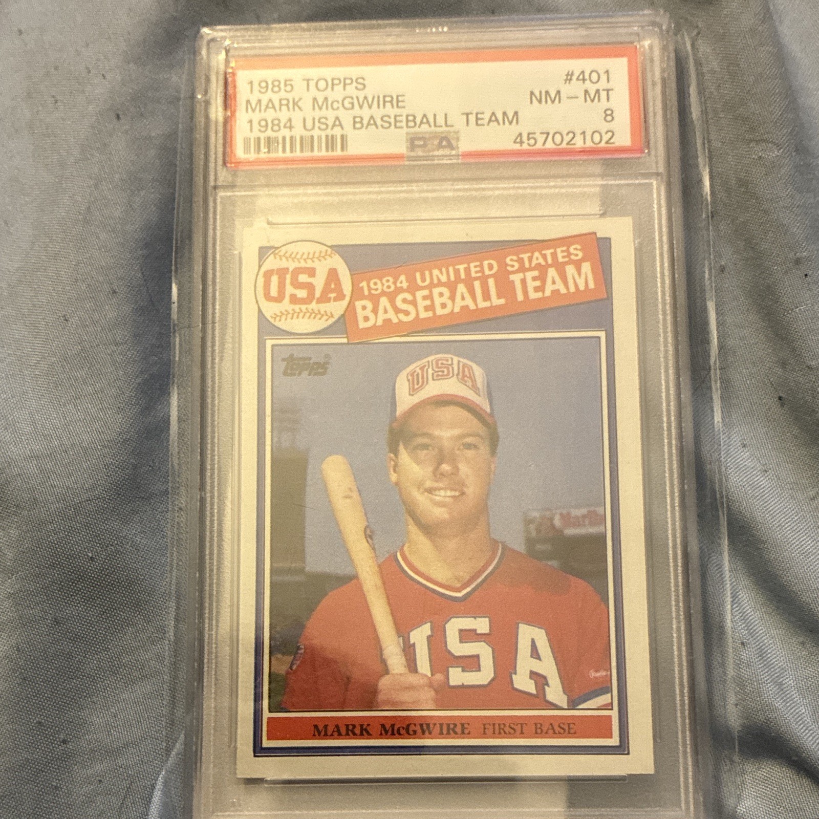 Topps 1985 Mark McGwire 1984 USA Baseball Team Rookie #401 PSA 8