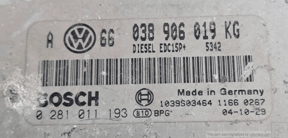 038906019KG Centralina iniezione SEAT LEON (1M) 1.9 TDI (110Kw) Ber. - Immagine 2 di 4