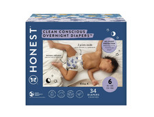 The Honest Clean Conscious OVERNIGHT Disposable Diapers, Size 6 35 lbs - 34 ct