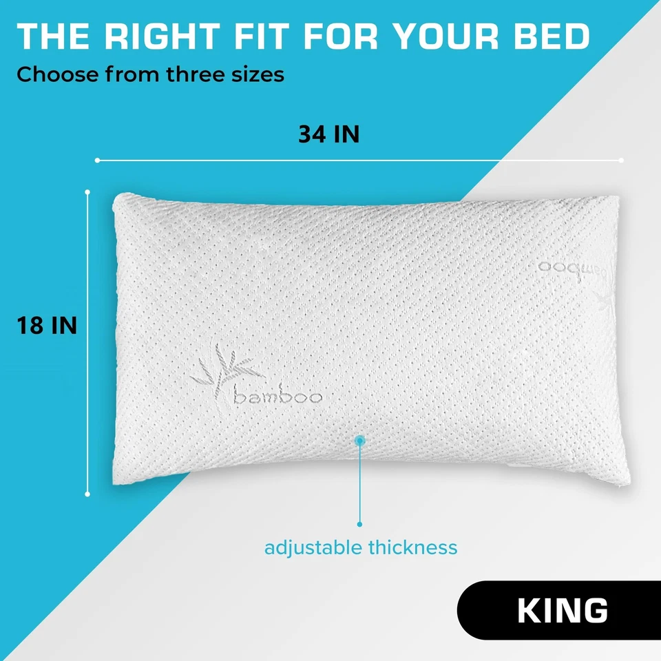Almohadas para dormir - Espuma con memoria King ajustable certificada GreenGuard Gold... Foto 2 de 4