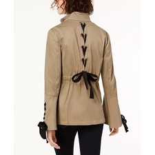 INC International Concepts Lace-Up Modern Utility Jacket M Boho Feminine Western