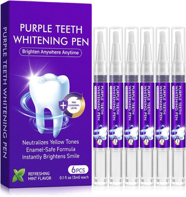 Teeth Whitening Pen 6 Pack, Professional Purple Teeth Whitening Gel for Rapid St