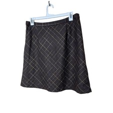 Vintage Old Navy Y2K Women's Plaid A-Line Skirt Size 14 Brown Wool Blend Lined