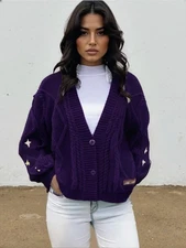 Taylor Swift Midnights Cardigan Stylish Knit Sweater leisure Design Purple New
