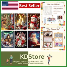 6 Pack Christmas Paint by Numbers Kits for Adults, DIY Canvas Art, Holiday Gift