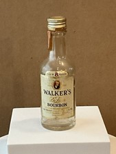 Rare-VTG HIRAM WALKER 8 YEAR BOURBON WHISKEY MINI BOTTLE-1.6oz Peoria Illinois