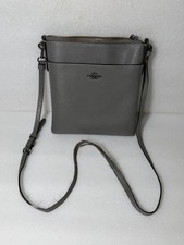 Coach New York 59975 Gray Logo Crossgrain Leather Swingpack Crossbody Bag