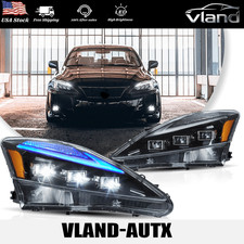 Vland For Lexus Is250 350 Isf 2006-2013 Led Clear Headlights Blue Drl Animation