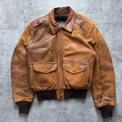 80s 90s Schott A-2 Real Leather Flight Jacket Size L S19.7 Sl25.2''''