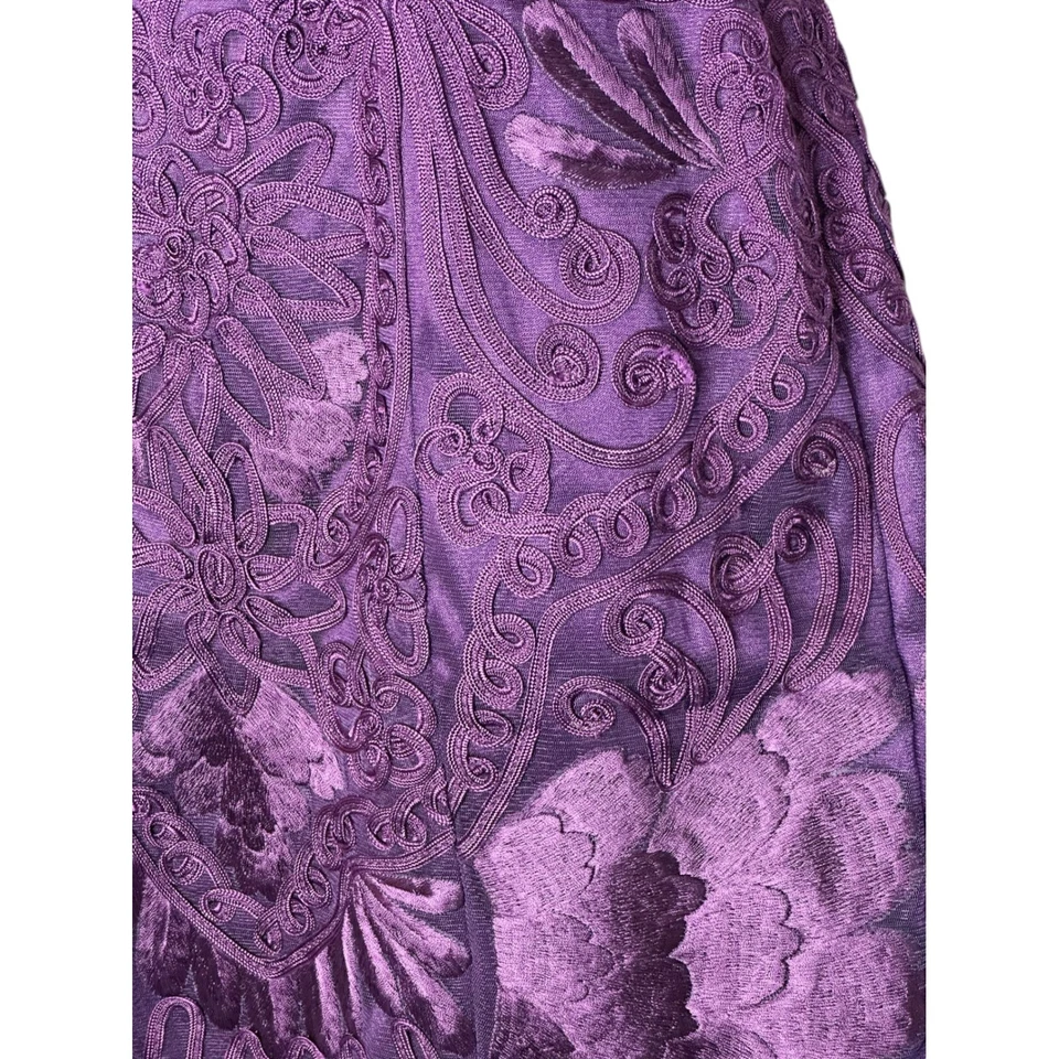 Sue Wong Nocturne Brocade Jacquard Mandarin Collar Dress 6 Cocktail Purple - Image 4 of 4