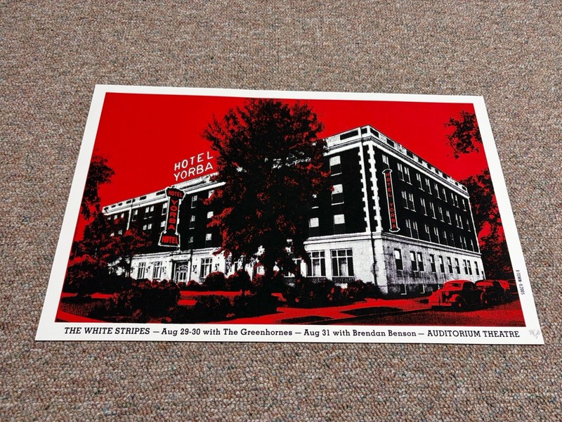 White Stripes Silk Screen Poster RARE Hotel Yorba Chi 8/05 Numbered Rob Jones