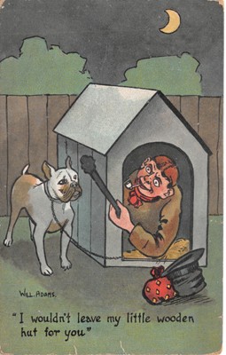 UK UND AUSLÄNDISCHE COMIC POSTKARTE HUNDEHÜTTE GUT GUT PLUS