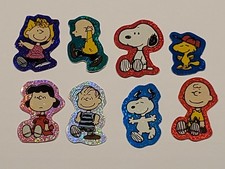 Set of 8 New Snoopy Foil Holographic Stickers Chairlie Brown Peanuts Vtg