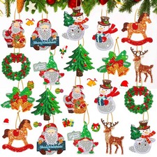 Jetec 20 Pcs Diamond Art Christmas Ornament 5D DIY Small, Multi Color