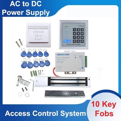 RFID Door Access Control System Kit With Magnetic Lock+10 Key Fobs+EXIT Button