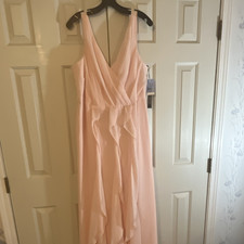Wtoo Petal Chiffon Sleeveless V-Neck Bridesmaid Dress, Regular Size 16