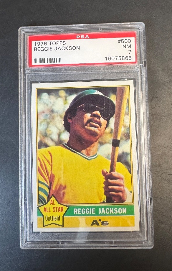 1976 Topps Baseball #500 Reggie Jackson, PSA 7, Nm, A's