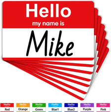 200 Pcs Name Tags, 3.5" X 2.25" Hello My Name Is Stickers, Red Name Tag Stickers