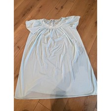 Miss Elaine Classics Nightgown Blue Floral Embroidered Lace Trim Sleepwear Large
