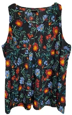 Lane Bryant Women’s Tank Top Plus Size 26 Floral Texture Multicolor V-Neck New