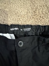 Old Navy Boys Straight Leg Flat Front Uniform Pants - Black- Size 14 Adjustable