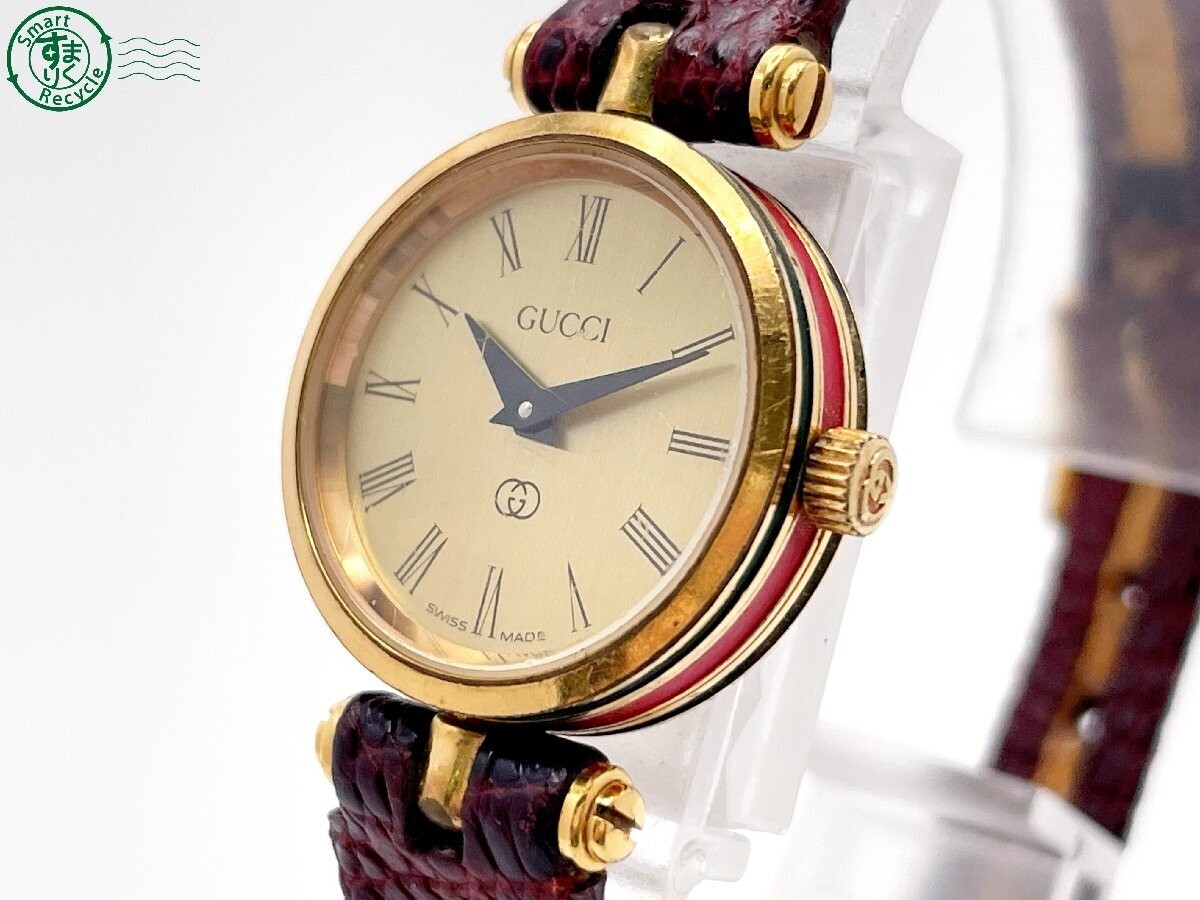 ■ 45668★年 GUCCI グッチ 2000L 時計 シェリー GUCCI オールドグッチ シェリーライン 電池新品 レザー ベルト