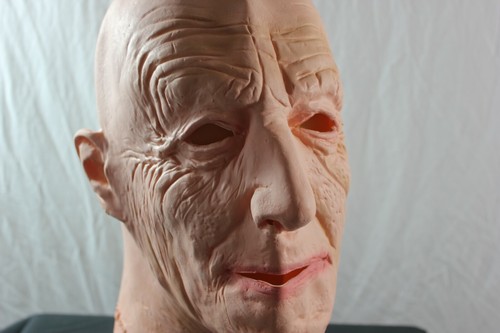 LATEX OLD MAN MASK FANCY DRESS HALLOWEEN RUBBER HEAD SCARY PRANK ZIPPER UK - Picture 4 of 11