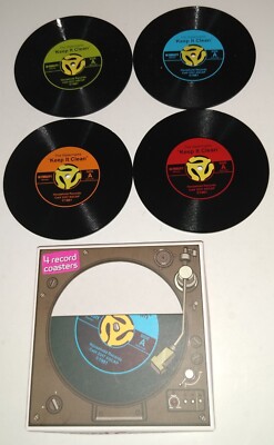Mini Record Drink Coasters Set of 4 NEW Bought At Andy Warhol Museum 80's 70's