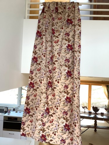 Antik Mitte 19. Jahrhundert französischer Baumwollstoff Vorhang Panel Floral lila - Bild 12 von 19