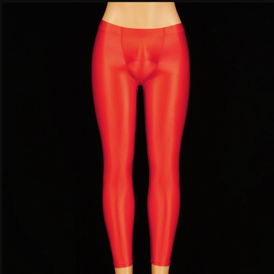 Men Glossy Shiny Smooth Pants Running Skinny Tights Trousers Sports Yoga Fitness