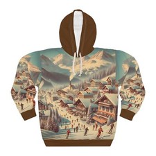 Felpa con cappuccio Jackson Hole stampa all over maglione città di montagna abbigliamento invernale accogliente