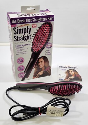 H) Simply Straight Heated Ceramic Hair Straightening Brush SHS-300