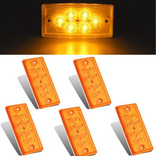5pcs Freightliner Cab Lights 6 LED Amber Roof Top Clearance Marker Lights Com...