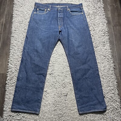Levis 501 Jeans Mens 38x32 (38x29) Blue Button Fly Denim Straight Leg Pants