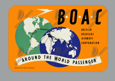 BOAC Vintage Luggage Label Aircraft Sticker Indoor / Outdoor 'AROUND THE WORLD'