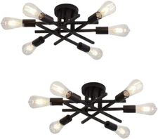 6-Lights Semi Flush Mount Ceiling Light Fixture 2-Pack Black Vintage Matte Sputn