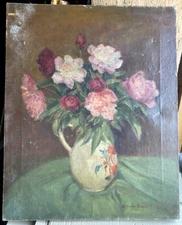 Oil Painting Um 1930 Still Life Diosgyöri Horvath Hungary Vase Nouveau Antique