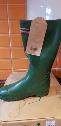 Nuevas botas Wellington Tops ajustables altas verdes Town & Country en caja talla 8 - Imagen 3 de 6