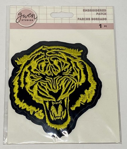 Gwen Studios 4" Iron-on Patch Appliqué, Embroidered Golden Tiger