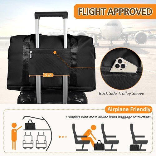 Lightweight Weekender Duffle Bag for Men & Women - Free Toiletry Bag Included - Picture 7 of 8