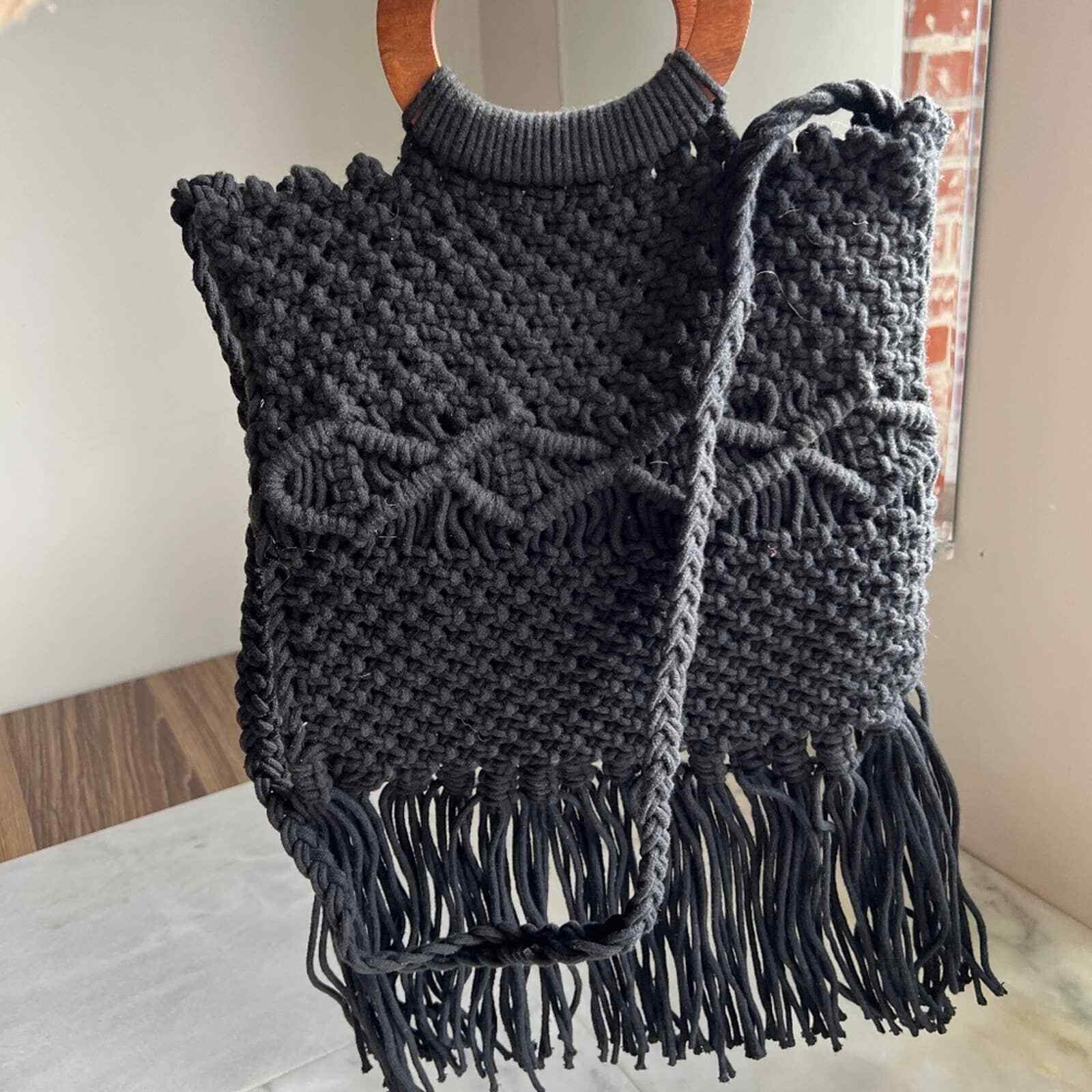 Danielle Nicole Crochet Macrame Retro Vintage Bla… - image 2