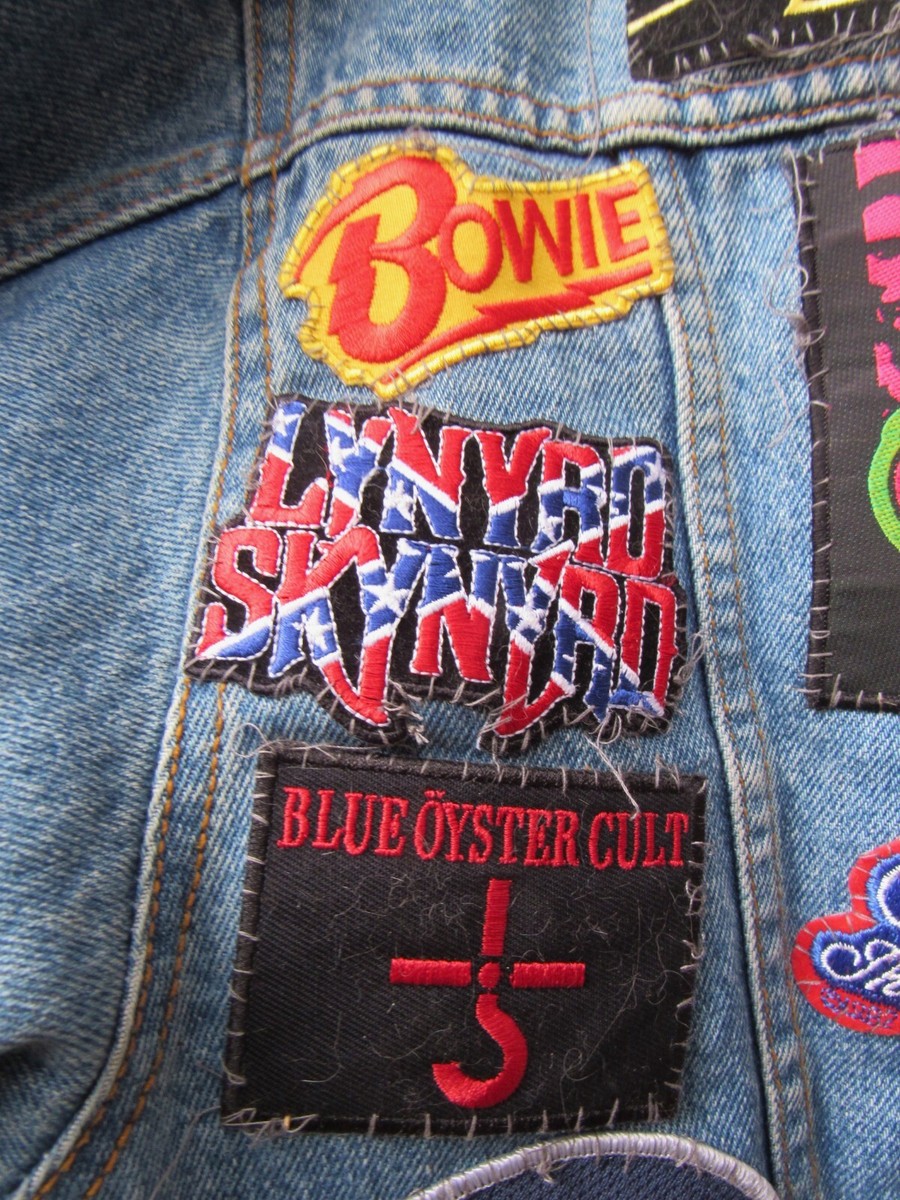 ミュージシャン CHRONOIZM PATCH DENIM JACKET Lot 37 diff ROCK Music Patches XXL Denim Jeans Jacket Bowie