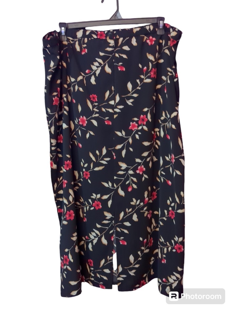 Kathie Lee Collection Black Floral Maxie Skirt. Women's 26W