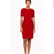J. Crew Crepe short-sleeve dress Size 4 Red Sheath Career
