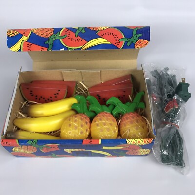 Vintage SLICE O LITE Blow Mold Tropical Fruit Party Patio String Light Set 14ft