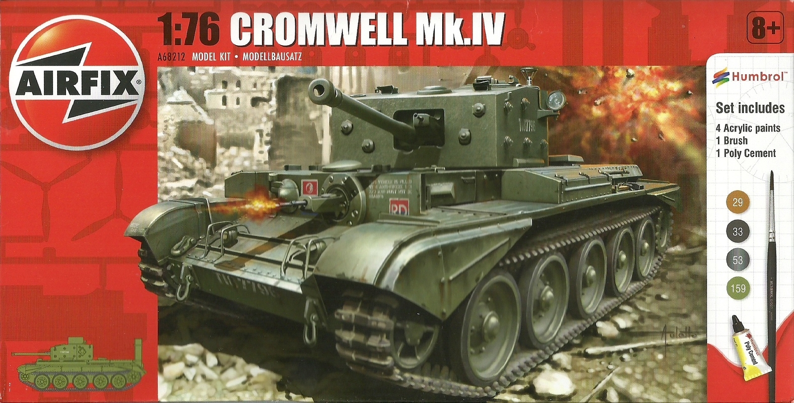 Airfix 1/76 (20mm) Cromwell Mk IV Cruiser Tank (Starter Set)